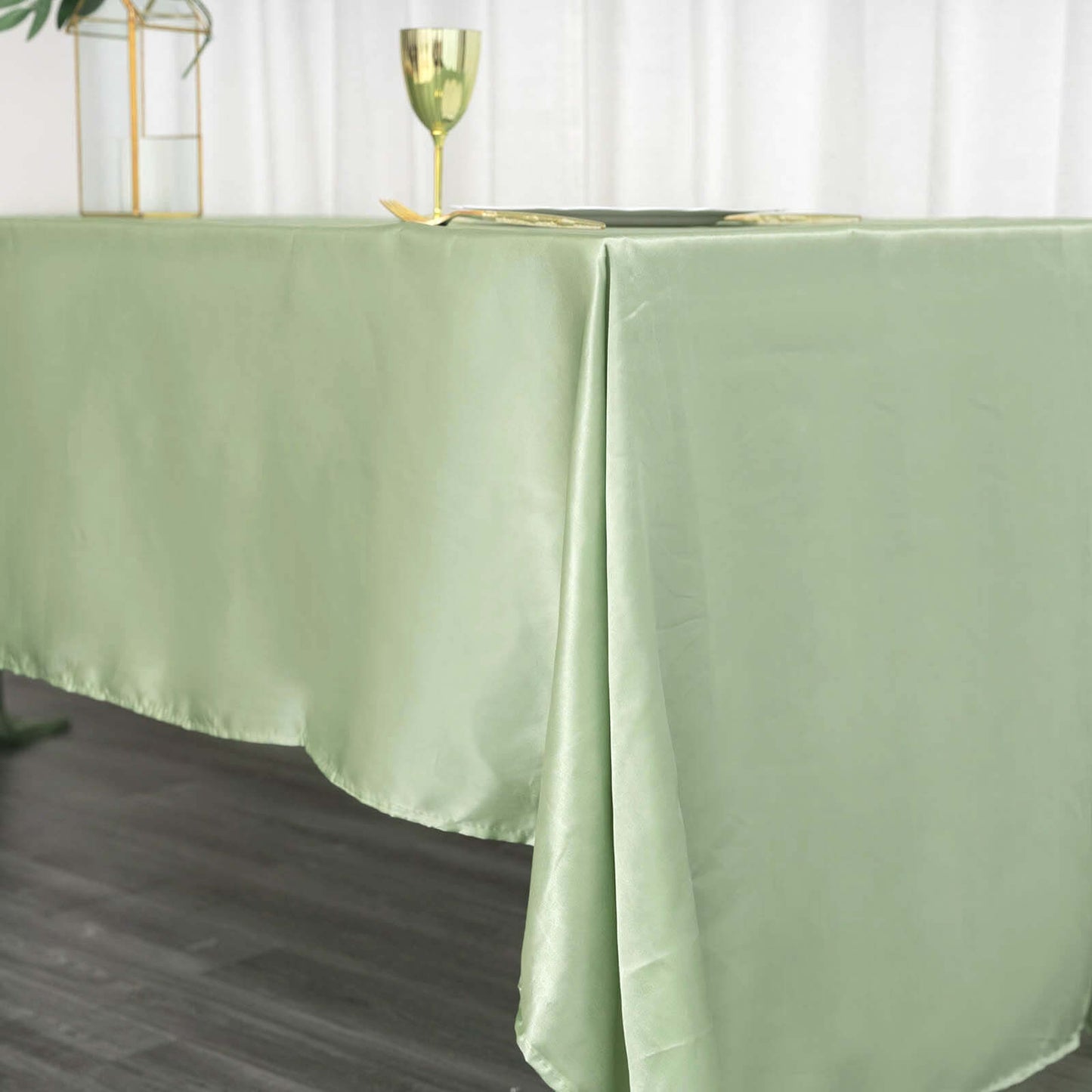 Satin Rectangular 60"x126" Tablecloth Sage Green - Smooth and Lustrous Table Cover