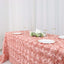 Satin 90"x132" Rectangle Tablecloth Dusty Rose - Grandiose 3D Rosette Seamless Table Cover