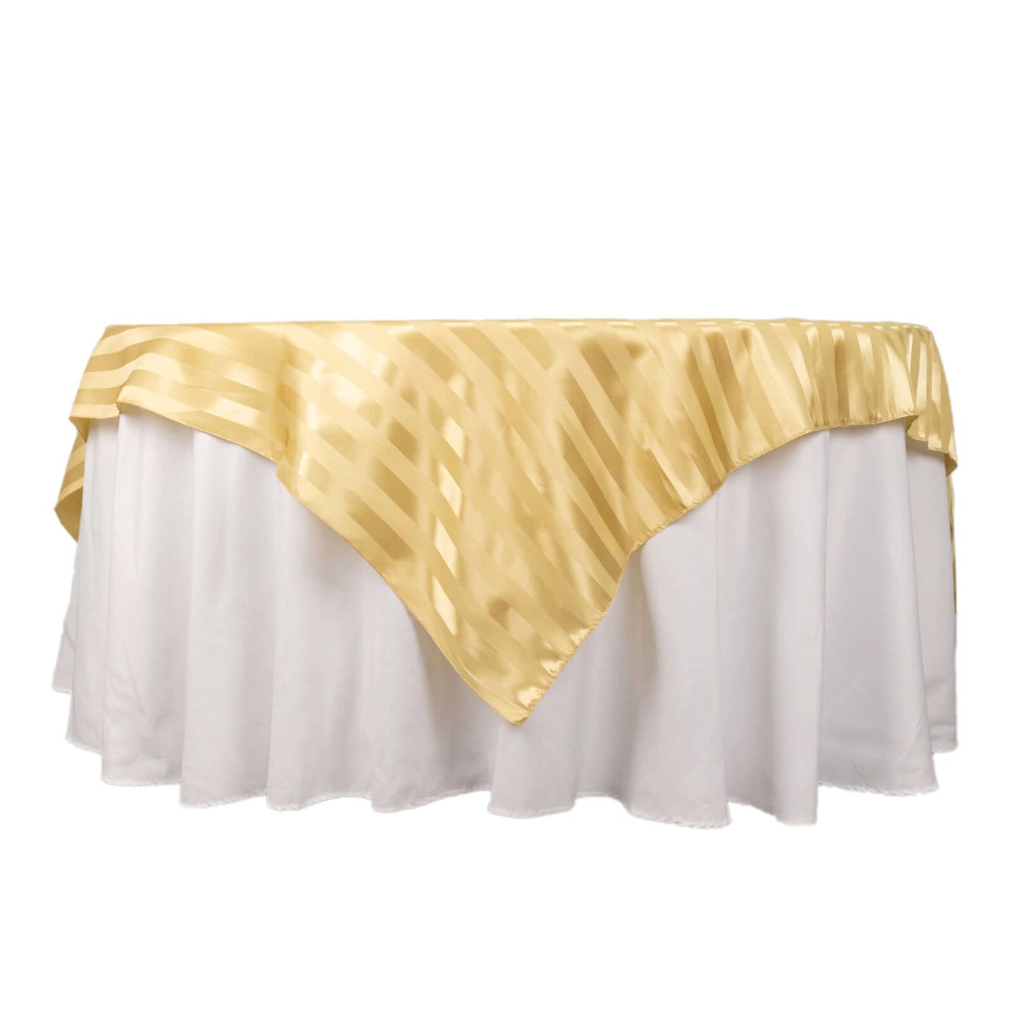 Satin 72"x72" Table Overlay Square Tablecloth Champagne - Stripe Table Topper