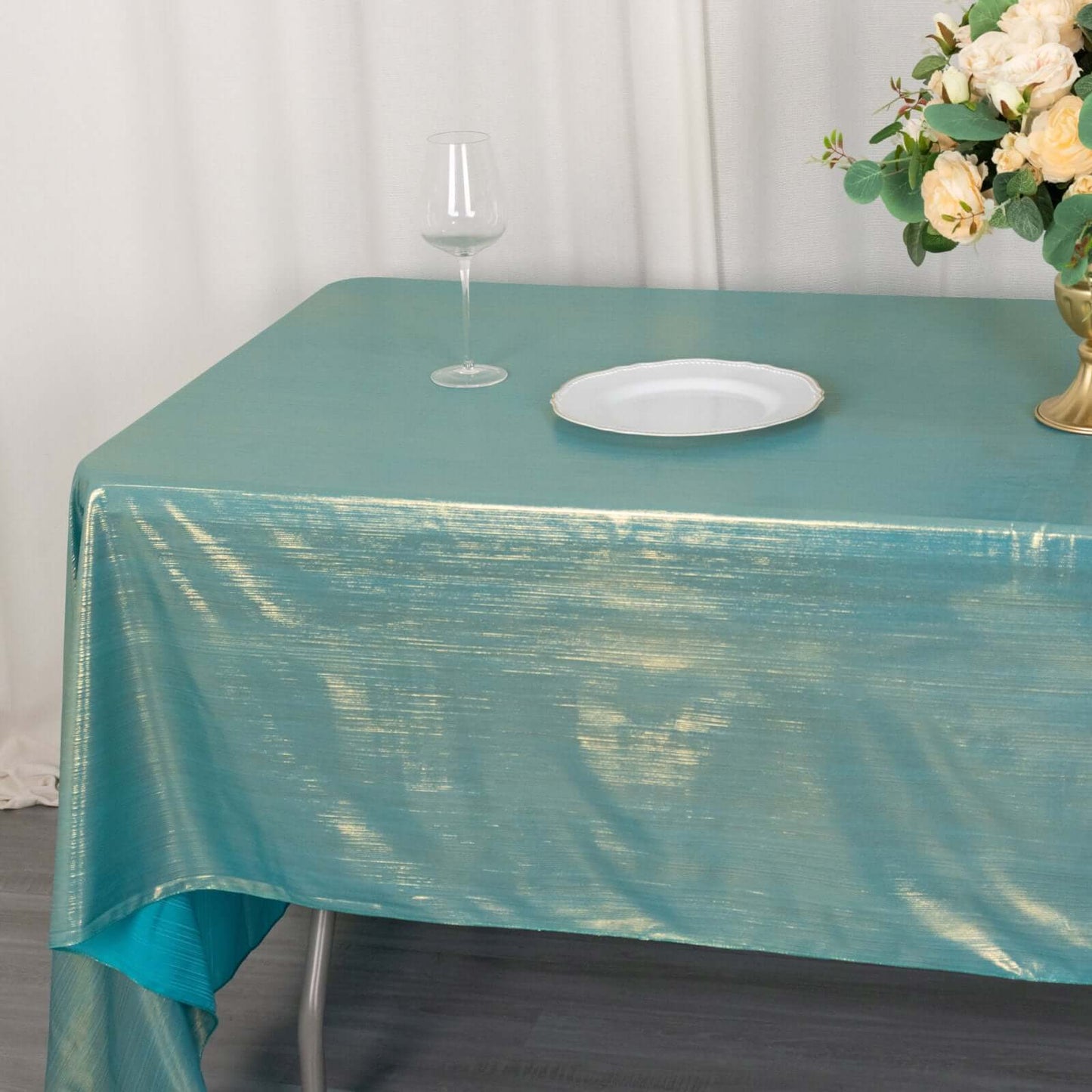 Sequin Dots Polyester 60"x126" Rectangle Tablecloth Shimmering Turquoise - Wrinkle Free & Sparkling Table Cover
