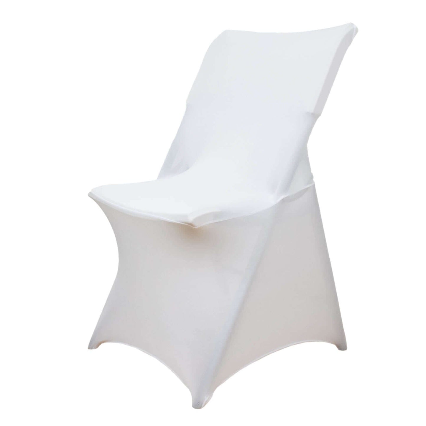 Stretch Spandex Chair Cover White for Lifetime Folding Chairs - Wrinkle Resistant Snug Fit Slipcover with Foot Pockets for Sophisticated Event Styling