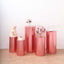 Set of 5 Metallic Rose Gold Spandex Cylinder Pedestal Stand Covers, Shiny Stretchable Pillar Prop Covers - 130 GSM