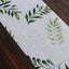 Disposable Table Runner 11"x108" White with Green Olive Leaves Print - Non-woven Stylish Spring Summer Dining Decor