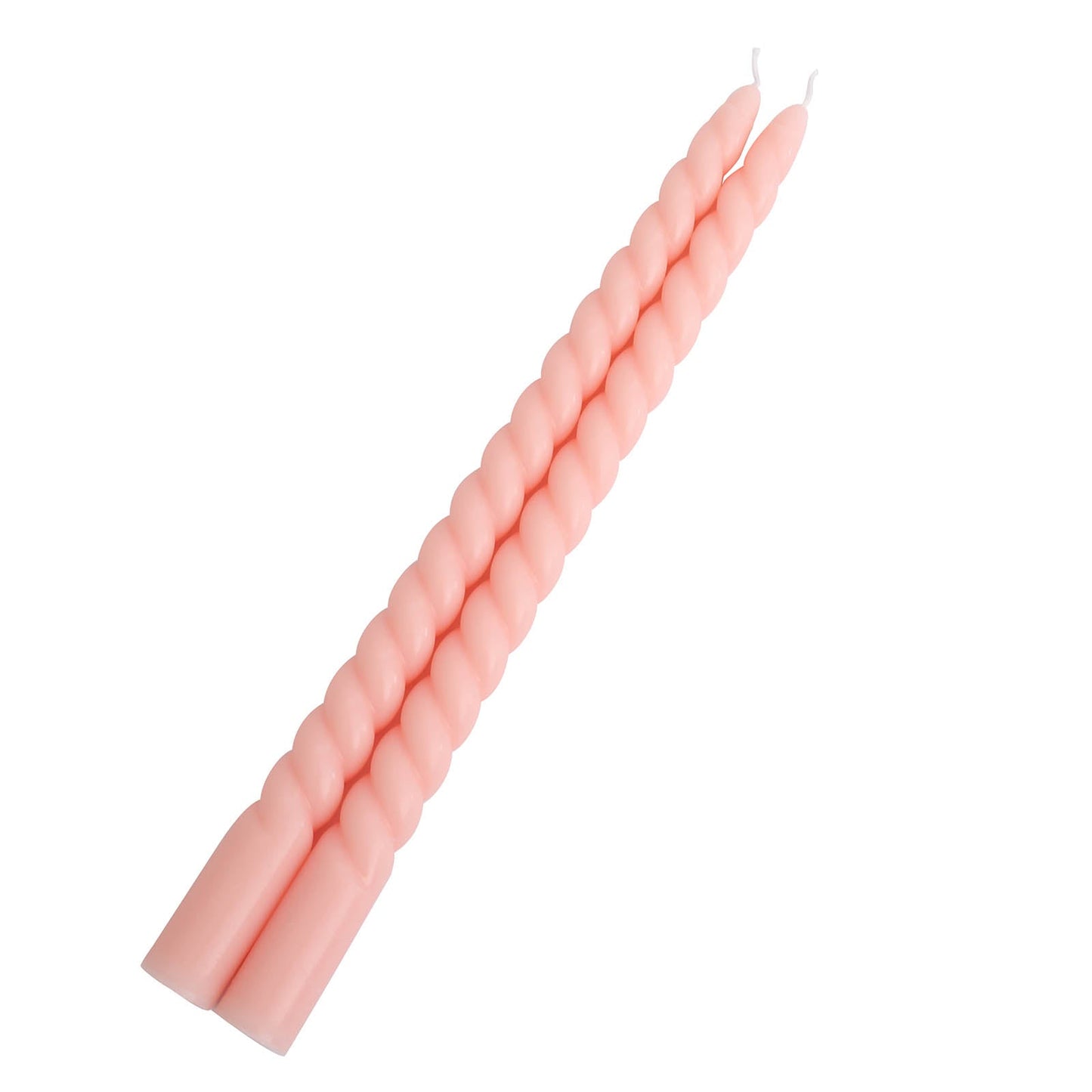 12-Pack Taper Candles Spiral Long Burn Wick Design Blush - Premium Unscented Wax Dinner Candle Sticks 11"