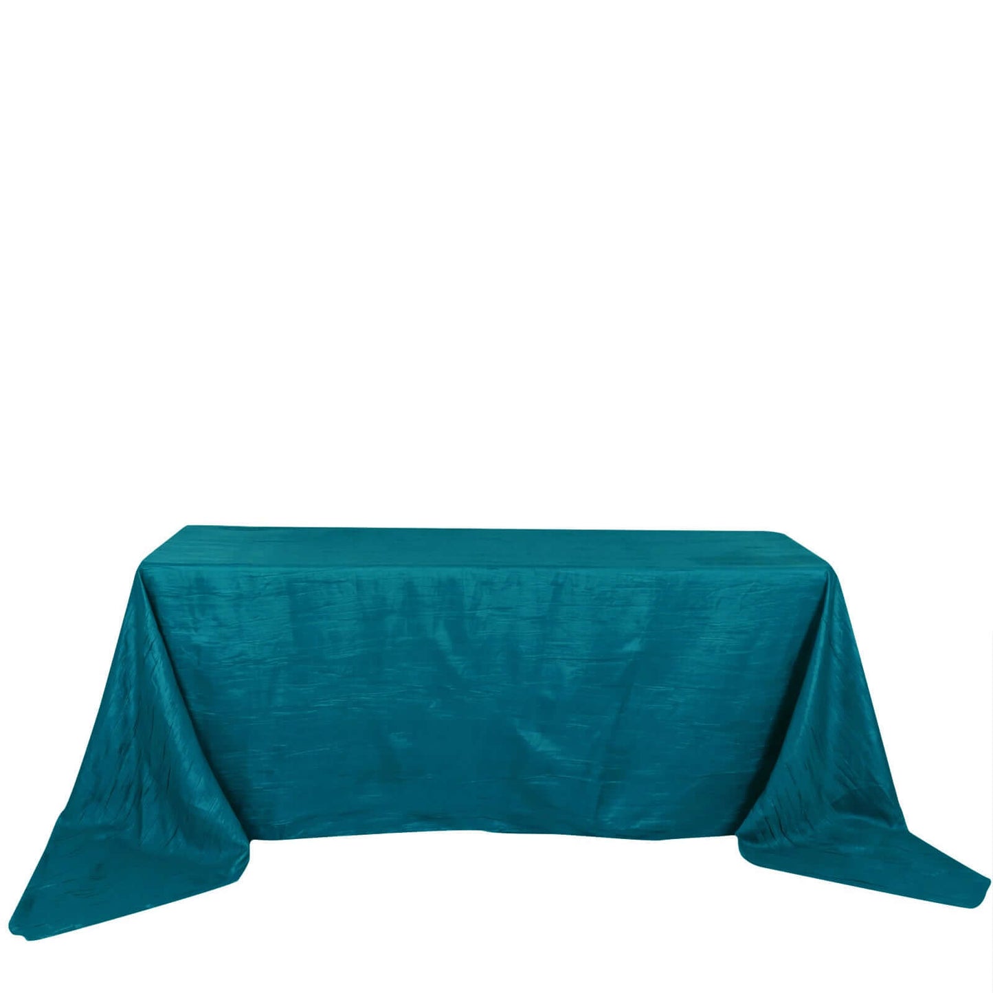 Taffeta 90"x156" Rectangle Tablecloth Teal - Accordion Crinkle Seamless Table Cover