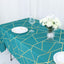 Polyester 60"x102" Rectangle Tablecloth Teal with Gold Foil Geometric Pattern - Wrinkle-Resistant & Durable Table Cover
