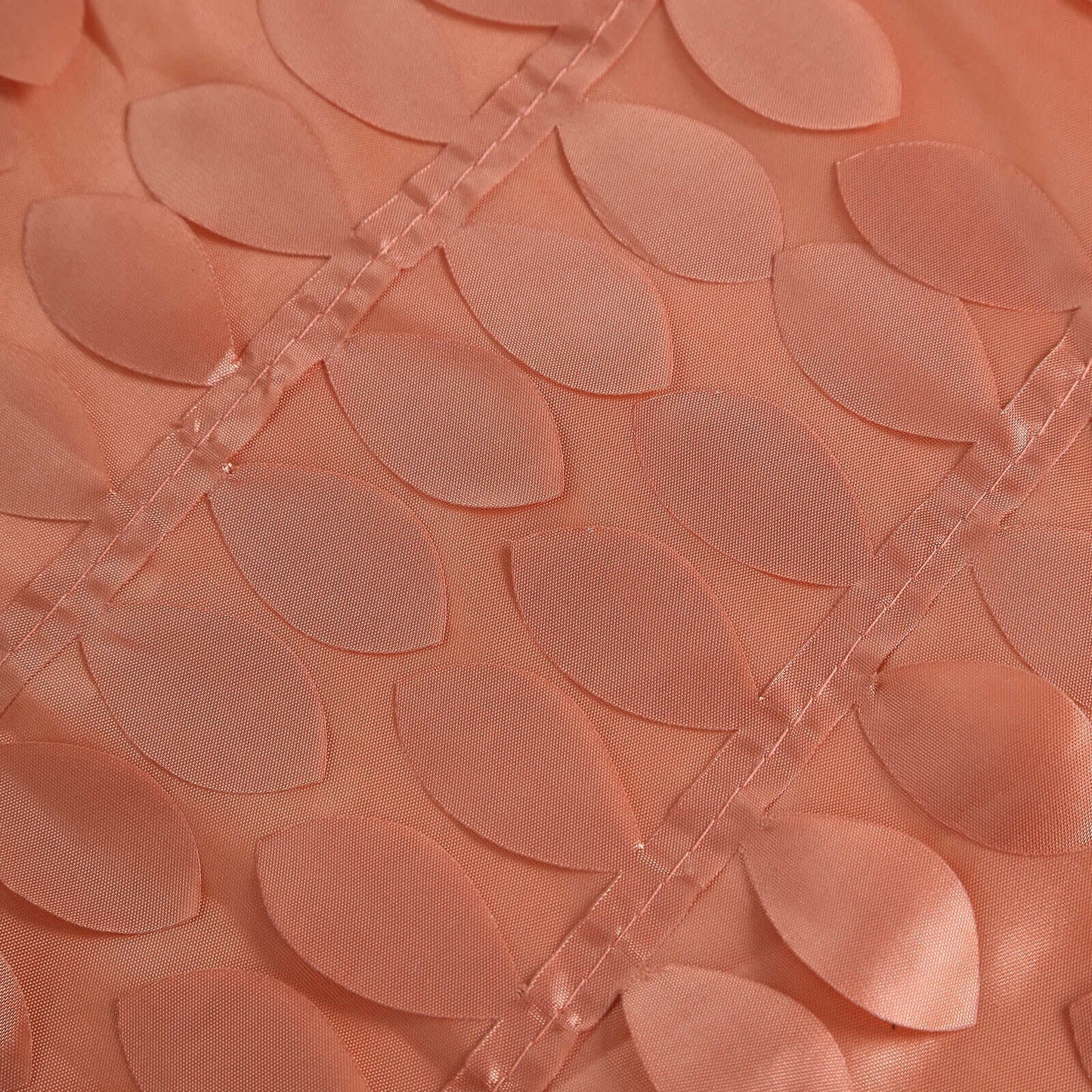 Taffeta 132" Round Tablecloth Terracotta (Rust) | 3D Leaf Petal Design Seamless Table Cover
