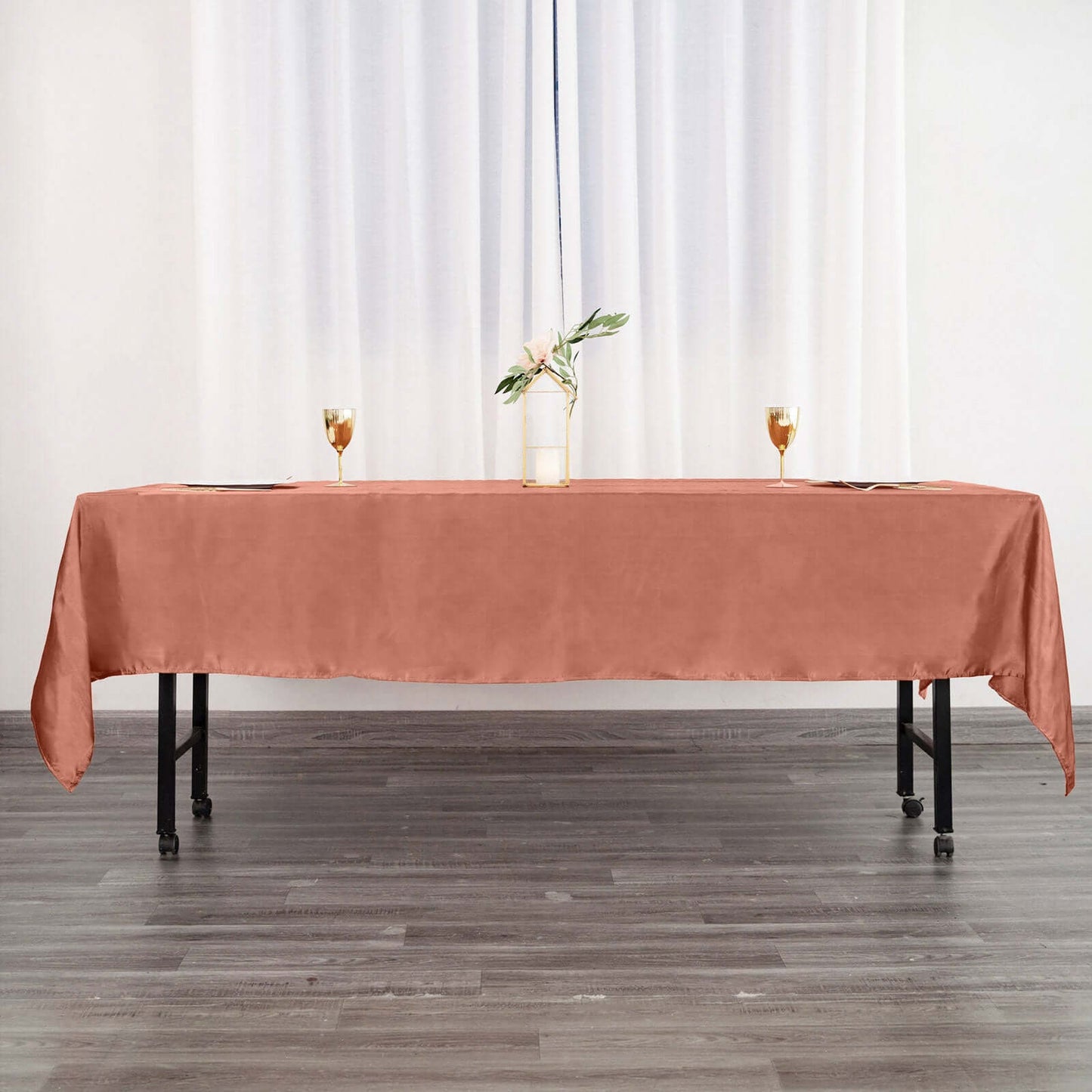 Satin Rectangular 60"x102" Tablecloth Terracotta (Rust) - Smooth and Lustrous Table Cover