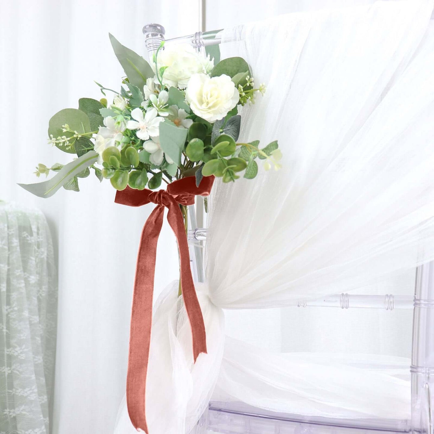 10 Yards Terracotta (Rust) 1" Velvet Single Faced Ribbon Spool, DIY Craft Supplies, Velvet and Nylon Ribbon Roll