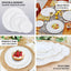 10-Pack Plastic Round 6" Dessert Plates in White Ruffled Rim with Gold Edging - Sturdy Disposable Salad Appetizer Dinnerware for Classy Events & Banquets