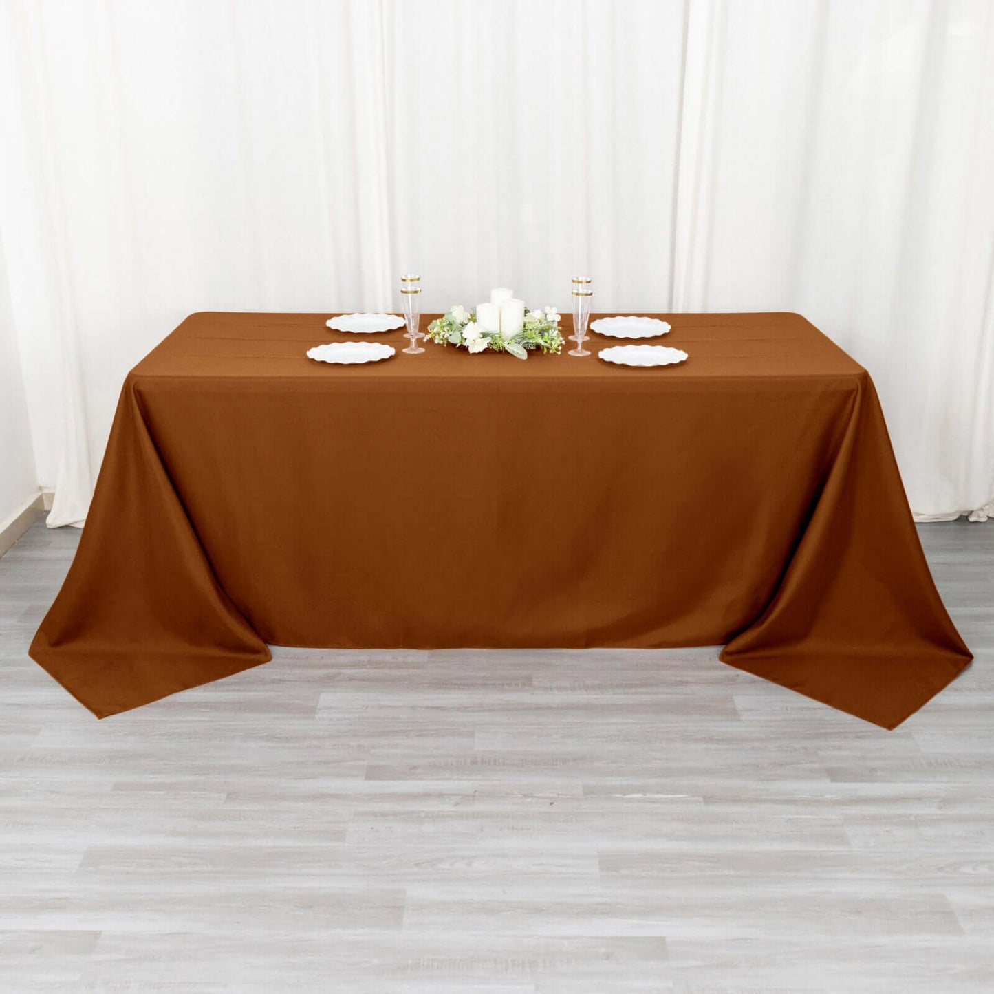 Polyester 90"x132" Rectangle Tablecloth Cinnamon Brown - Seamless Wrinkle-Resistant Table Cover