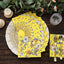 20-Pack Paper Beverage Napkins with Blooming Flowers Design Yellow - 2 Ply Soft 18GSM Floral Wedding Napkins 6.5"x6.5"