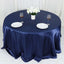 Satin 132" Round Tablecloth Navy Blue - Stylish Seamless Table Cover