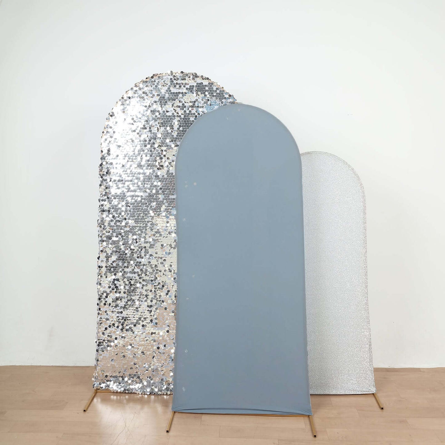 6ft Matte Dusty Blue Spandex Fitted Chiara Backdrop Stand Cover For Round Top Wedding Arch