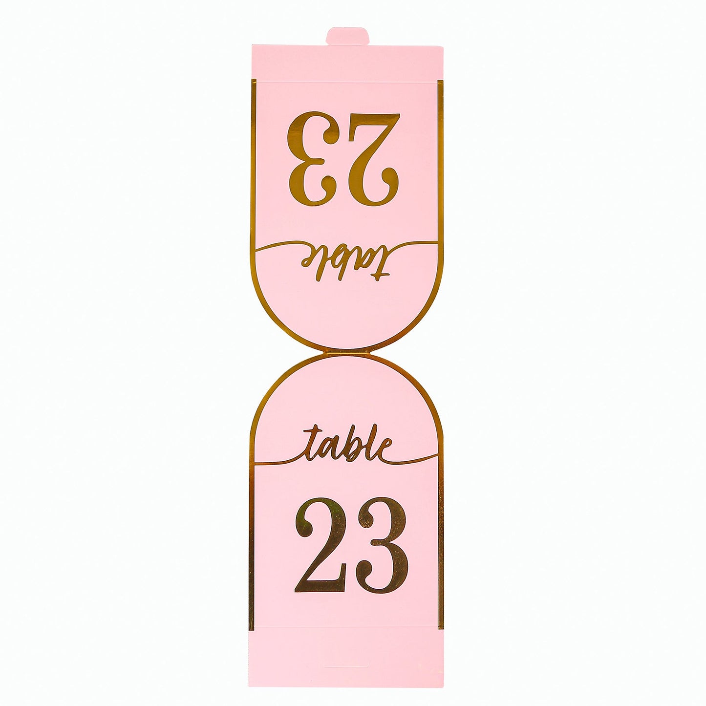 25-Pack 7" Disposable Table Numbers, Blush Free Standing Double Sided Table Number Place Cards with Metallic Gold Foil Numbers 1-25