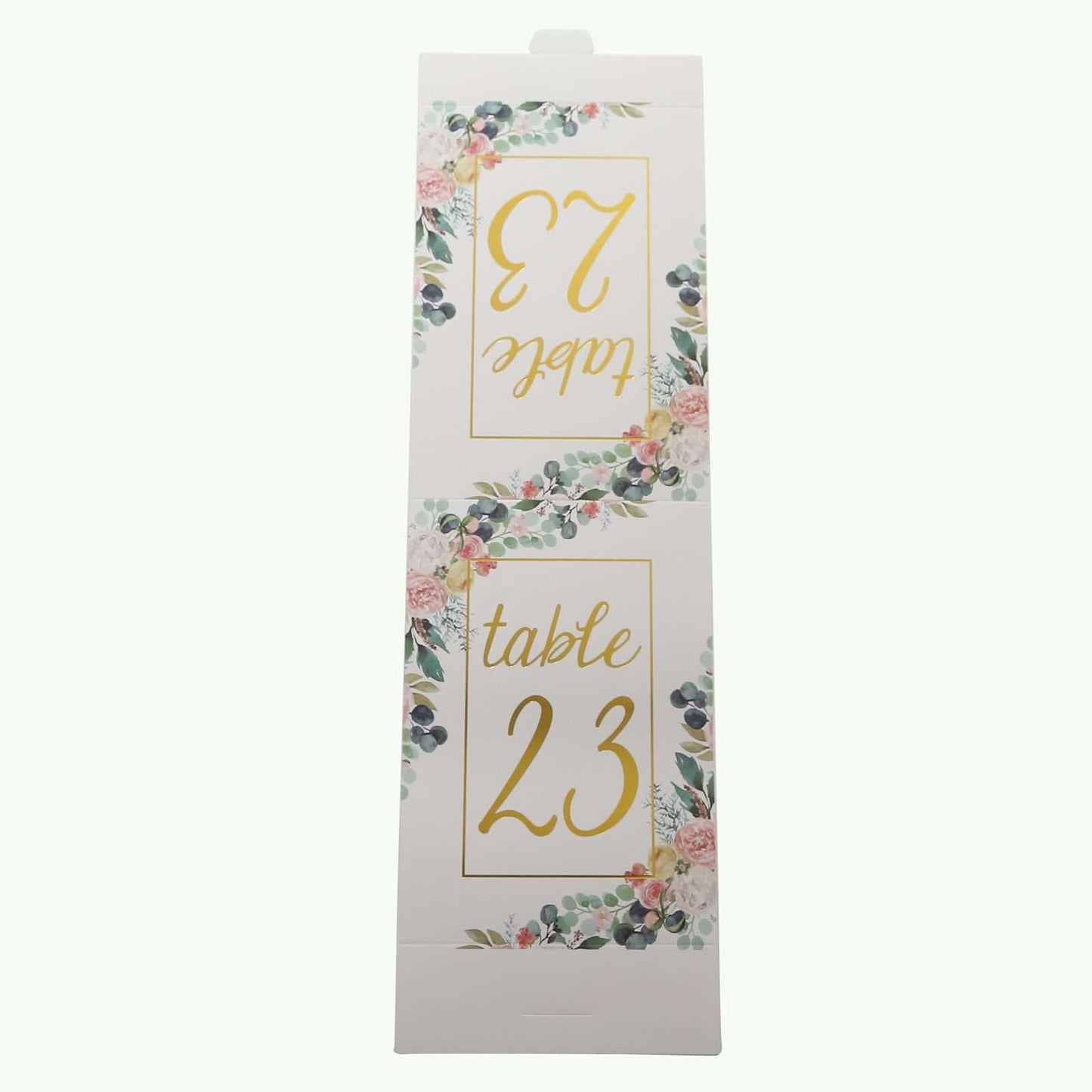 25-Pack Paper Wedding Table Numbers 1-25 White Peony Flower Design - Free Standing Double Sided Table Signs with Glam Gold Foil Numbers 7"