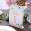 25-Pack Paper Wedding Table Numbers 1-25 White/Green Eucalyptus Leaves Design - Free Standing Double Sided Table Signs with Glam Gold Foil Numbers 7"