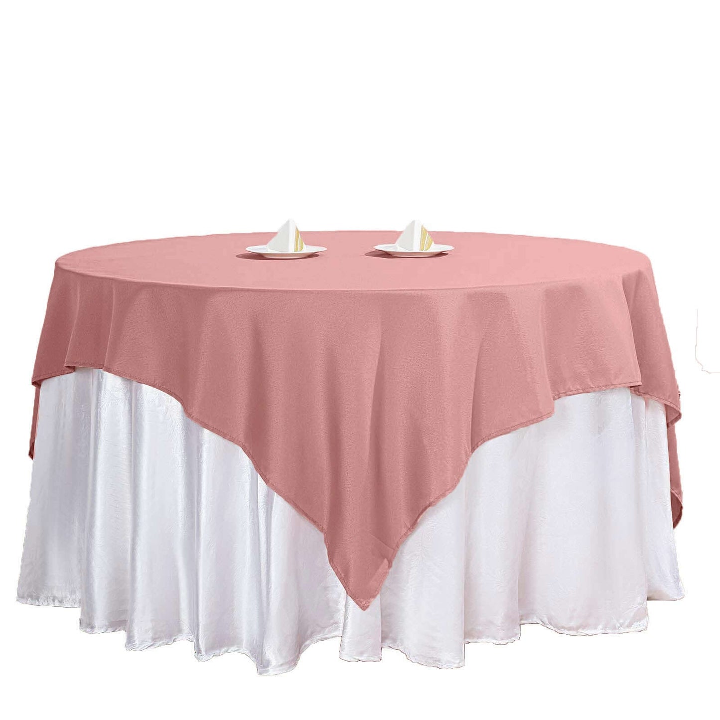 Polyester 70"x70" Table Overlay Square Tablecloth Dusty Rose - Wrinkle-Resistant & Durable Table Cover
