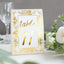 25-Pack Paper Wedding Table Numbers 1-25 White/Metallic Gold French Toile Design with Glam Gold Foil Numbers 7"