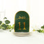 25-Pack 7" Disposable Table Numbers, Hunter Emerald Green Free Standing Double Sided Table Number Place Cards with Metallic Gold Foil Numbers 1-25