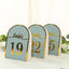 25-Pack 7" Disposable Table Numbers, Dusty Blue Free Standing Double Sided Table Number Place Cards with Metallic Gold Foil Numbers 1-25
