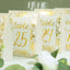 25-Pack Paper Wedding Table Numbers 1-25 White/Metallic Gold French Toile Design with Glam Gold Foil Numbers 7"
