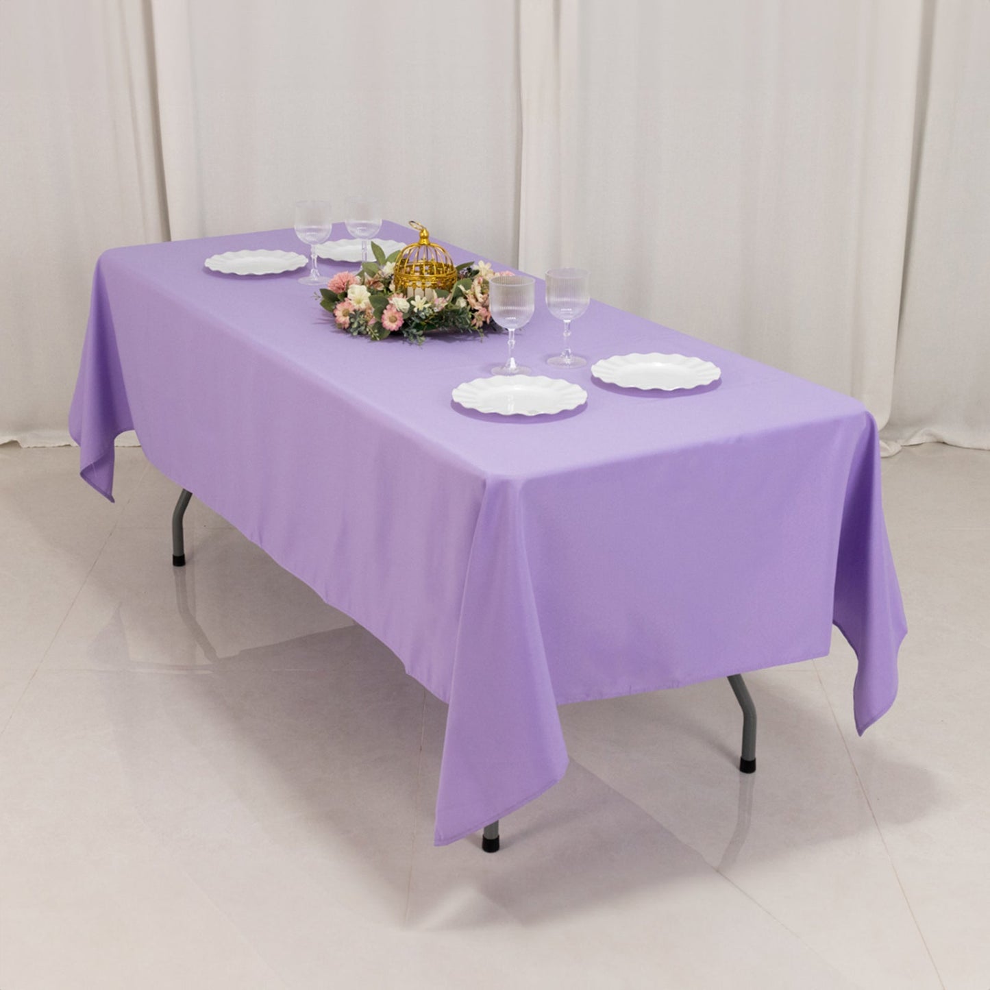 Premium Polyester 60"x102" Rectangle Tablecloth Lavender Lilac - Durable 220GSM Wrinkle-Resistant Table Cover