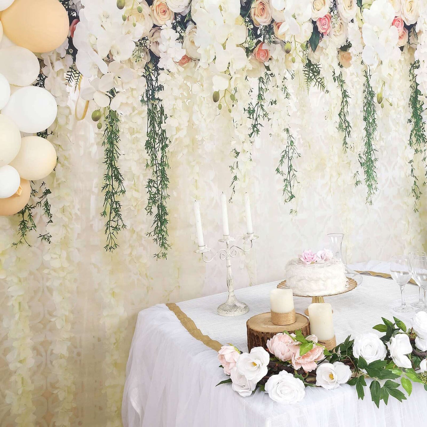 8ftx8ft White Rose and Flowers Floral Print Vinyl Photography Backdrop