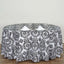 Taffeta 120" Round Tablecloth Black - Seamless Velvet Flocking Damask Design for Sophisticated Gatherings - Linen Luxes