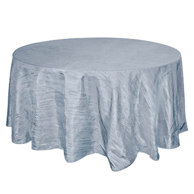 Taffeta 120" Round Tablecloth Dusty Blue - Seamless Accordion Crinkle Table Cover