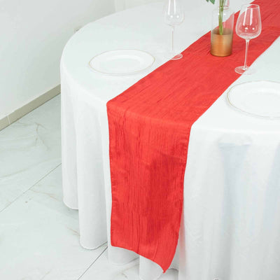 Taffeta 12"x108" Table Runner Red - Accordion Crinkle Design