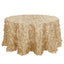 Taffeta 132" Round Tablecloth Champagne | 3D Leaf Petal Design Seamless Table Cover