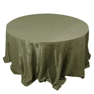 Taffeta 132" Round Tablecloth Dusty Sage Green - Seamless Accordion Crinkle Table Cover