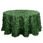Taffeta 132" Round Tablecloth Green | 3D Leaf Petal Design Seamless Table Cover