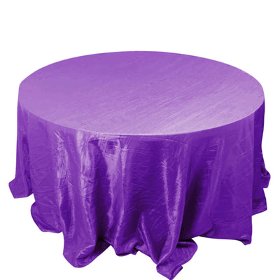 Taffeta 132" Round Tablecloth Purple - Seamless Accordion Crinkle Table Cover