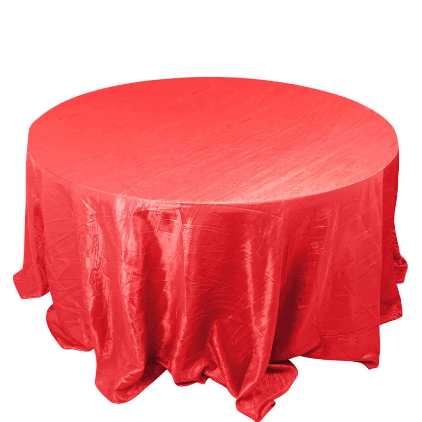 Taffeta 132" Round Tablecloth Red - Seamless Accordion Crinkle Table Cover