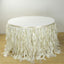Taffeta 17ft Table Skirt Ivory - Cascading Curly Willow Style Table Cover - Linen Luxes