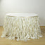 Taffeta 17ft Table Skirt Ivory - Cascading Curly Willow Style Table Cover - Linen Luxes