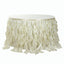 Taffeta 17ft Table Skirt Ivory - Cascading Curly Willow Style Table Cover - Linen Luxes