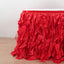Taffeta 17ft Table Skirt Red - Cascading Curly Willow Style Table Cover - Linen Luxes