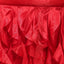 Taffeta 17ft Table Skirt Red - Cascading Curly Willow Style Table Cover - Linen Luxes