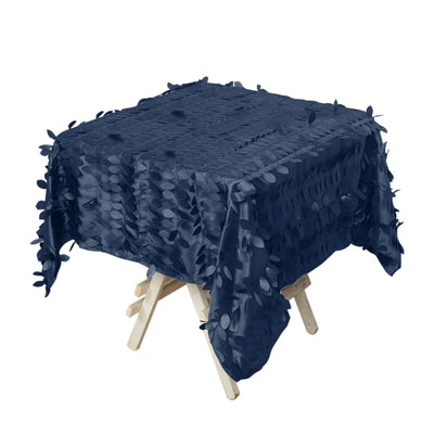 Taffeta 54"x54" Square Tablecloth Navy Blue 3D Leaf Petal Table Cover