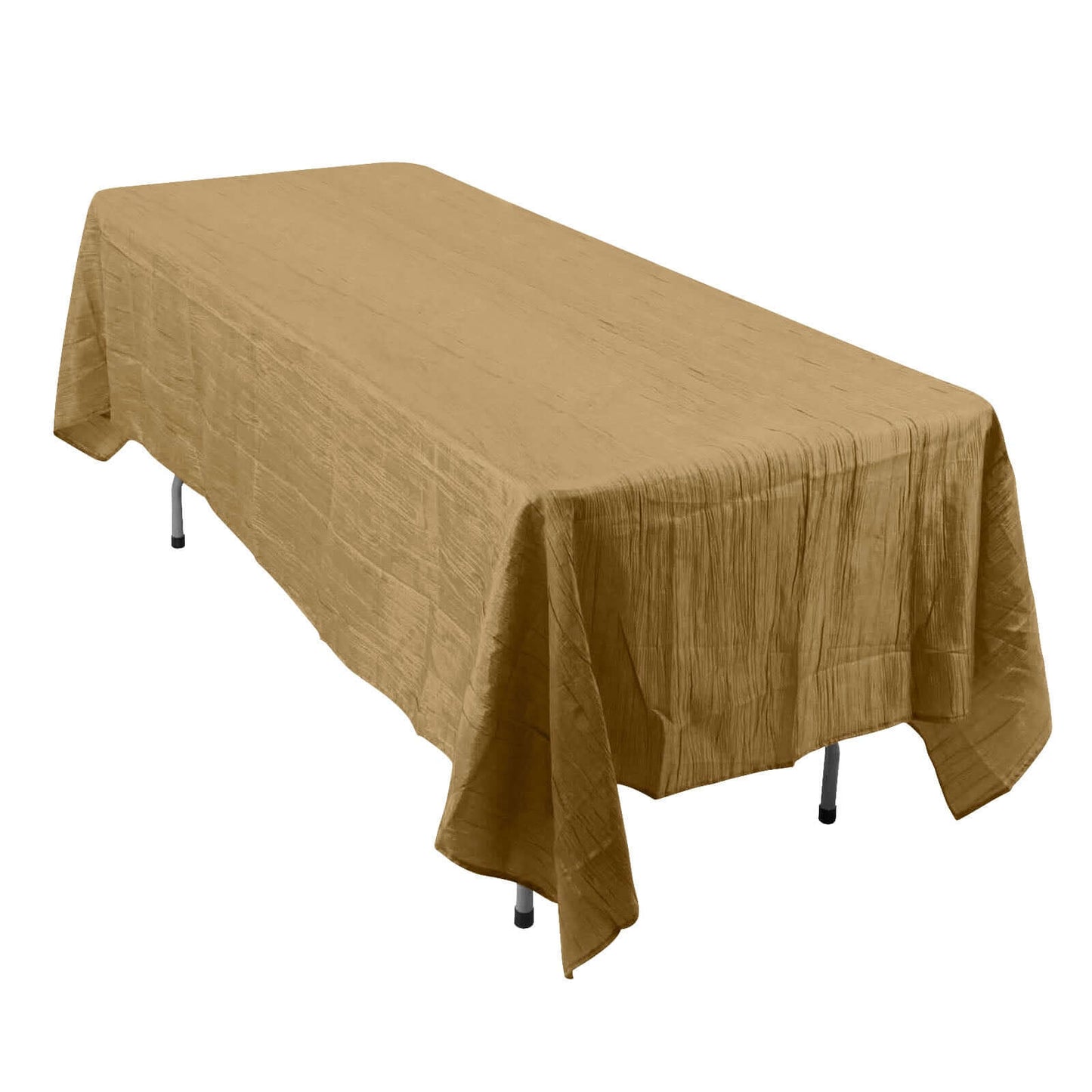 Taffeta 60"x102" Rectangle Tablecloth Gold - Accordion Crinkle Design for Modern Gatherings