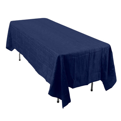 Taffeta 60"x102" Rectangle Tablecloth Navy Blue - Accordion Crinkle Table Cover