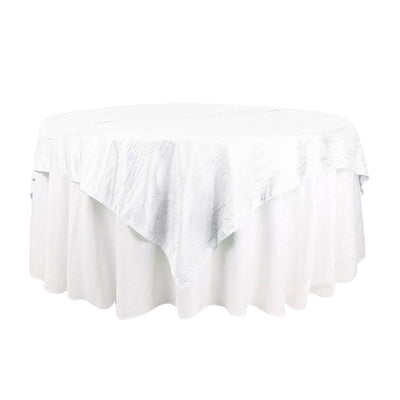 Taffeta 72"x72" Table Overlay Square Tablecloth White - Accordion Crinkle Design for Stylish Events
