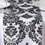 Taffeta Flocking 12"x108" Table Runner Black Damask - Stylish Table Accent - Linen Luxes