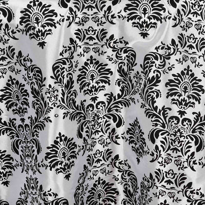 Taffeta Flocking 12"x108" Table Runner Black Damask - Stylish Table Accent - Linen Luxes