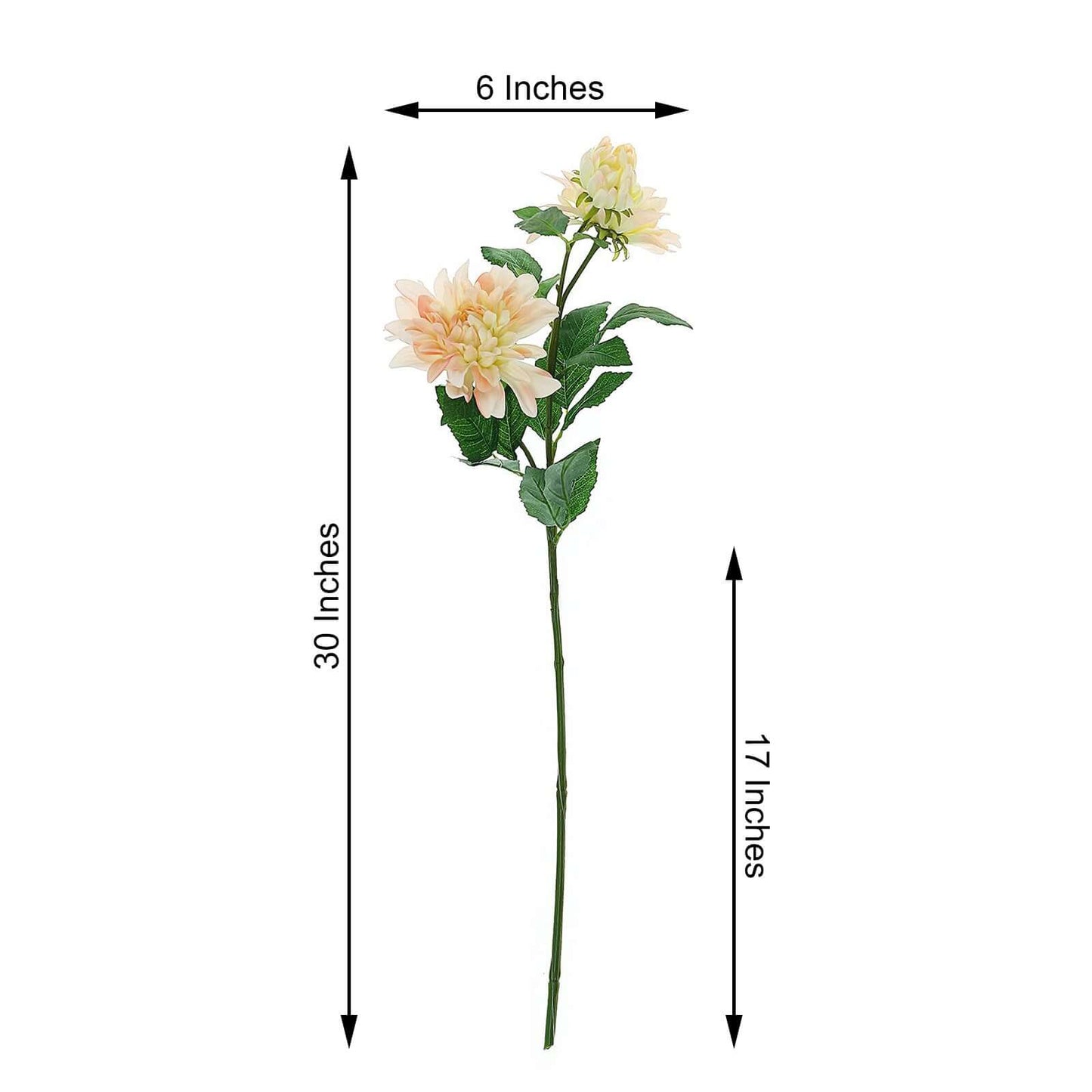 30" Tall Blush Cream Artificial Dahlia Silk Flower Stems, Faux Floral Spray