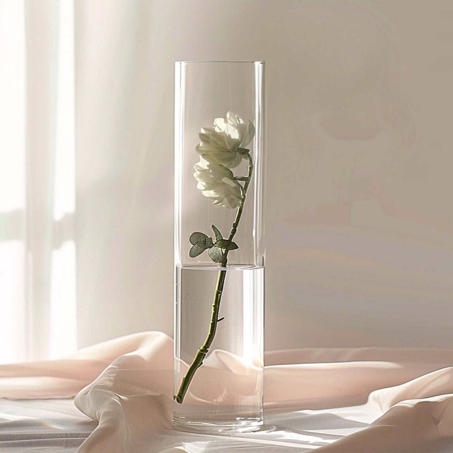 2-Pack Glass Flower Vases Cylinder Design Heavy Duty Clear - Stylish Centerpieces for Weddings 28"