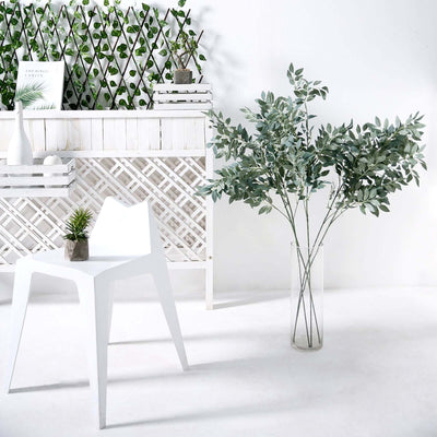 2 Bushes 42" Tall Frosted Green Artificial Silk Beech Leaf Branches, Faux Plant Stem Vase Fillers